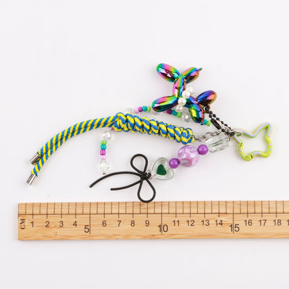 Handmade Balloon Dog Rope Keychain - Iridescent Poodle Bag Charm