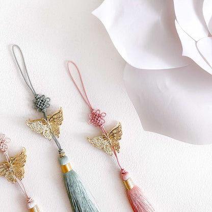 Metal Butterfly Norigae Tassel Charm - Korean Traditional Ornament