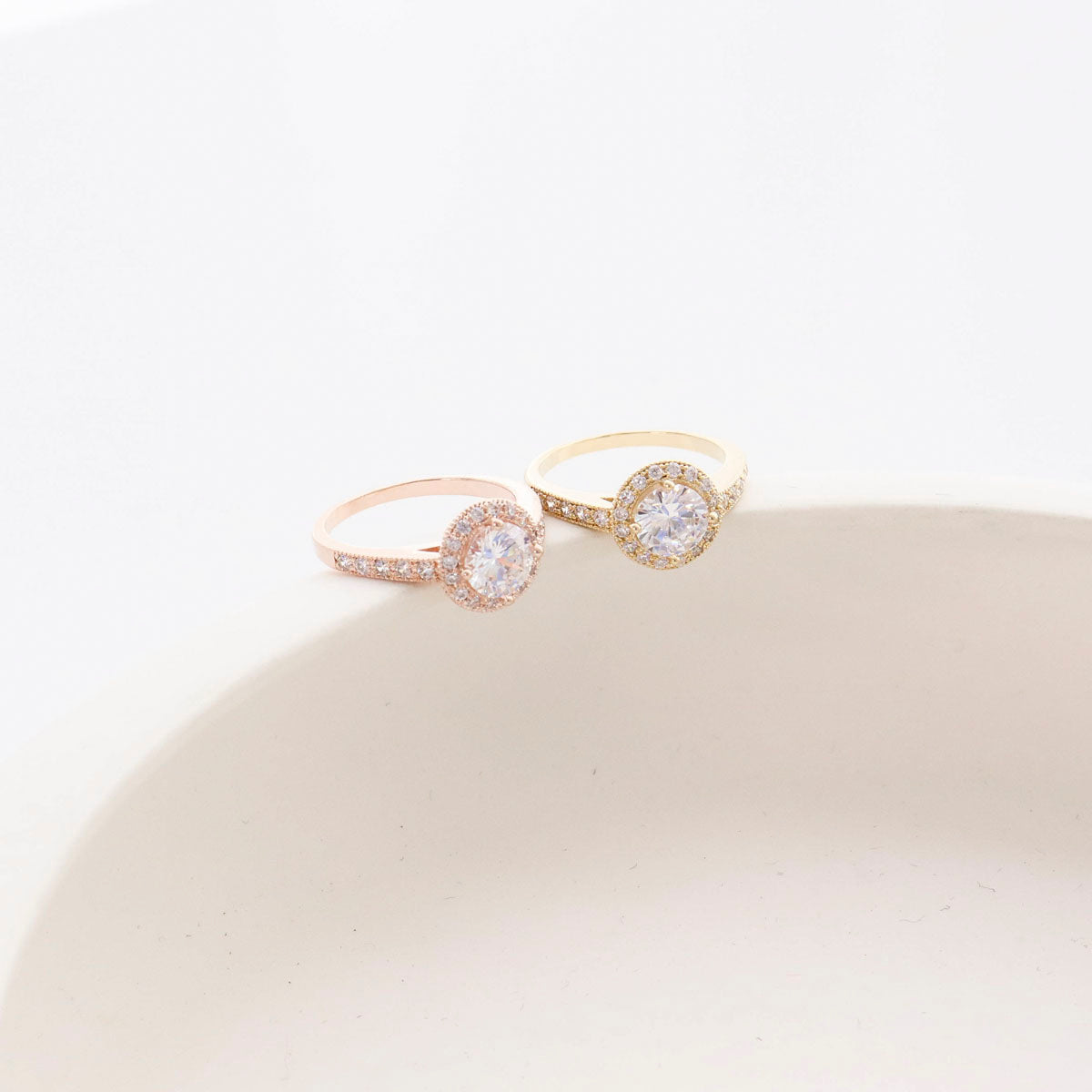 Halo CZ Ring - 14K Gold Plated Brass | Sparkly Travel Ring
