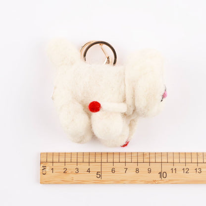 Handmade Needle Felted Bichon Frise Keychain | Wool Dog Bag Charm