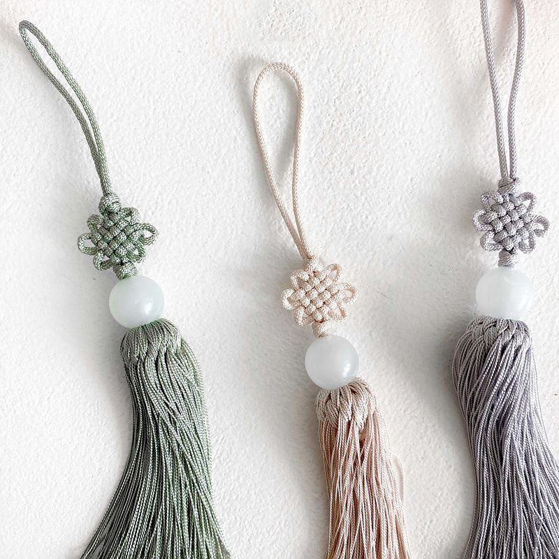 Korean Norigae Tassel Charm with Jade Bead Ornament