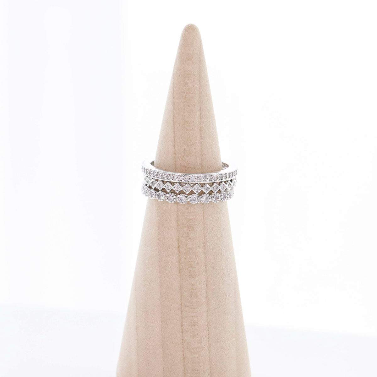 Pavé and bezel set stacking rings