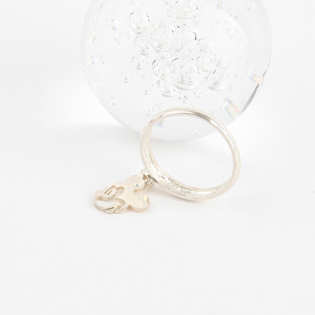 925 Sterling Silver Heavy Solid Mickey Mouse Charm Dangle Ring Thick Band Jewelry Gift