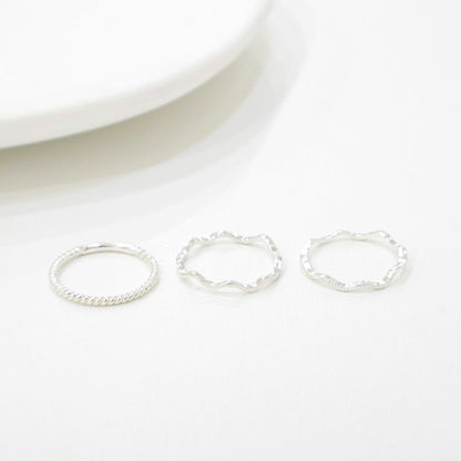 925 Silver Layered Midi Ring Set – 5 Pieces | 8TTITTO8