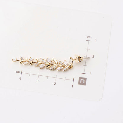 Olive Leaf CZ Drop Earrings - Wedding Jewelry with Silver Post