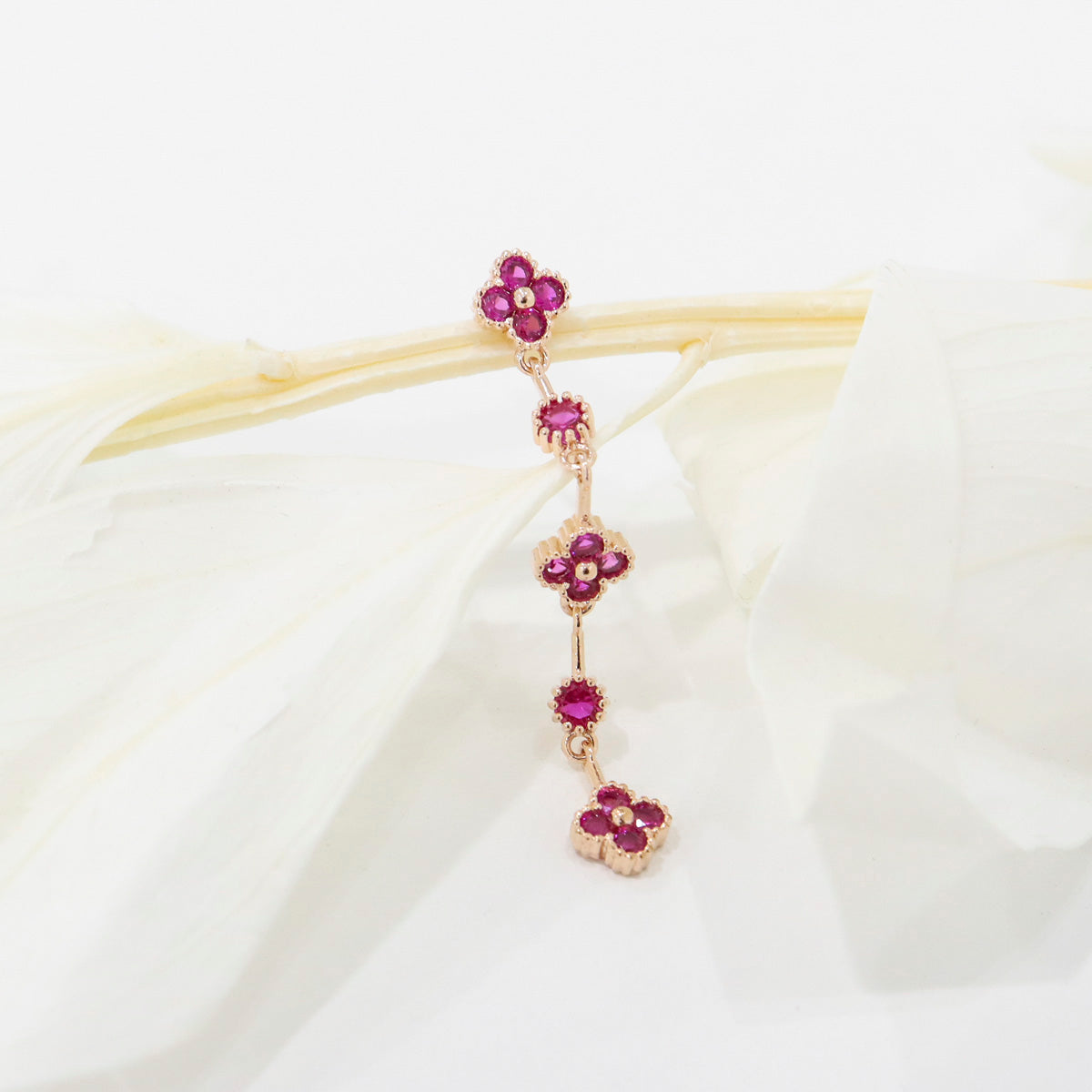 Clover Drop Earrings - 925 Silver Posts with Cubic Zirconia in 6 Colors | Vintage Inspired Dangle Earrings