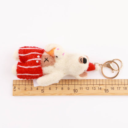 Handmade Wool Felt Animal Keychain - Bear, Rabbit, Hedgehog & Croc | Nepal Artisan Bag Charm