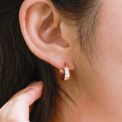 Star Bezel CZ Hinged Hoops in Gold, Silver & Rose Gold