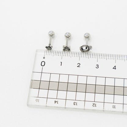 Gothic Stud Earrings,Star, Moon, Cross, Fleur de Lis, Crown Surgical Steel barbell stud