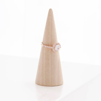 Halo CZ Ring - 14K Gold Plated Brass | Sparkly Travel Ring