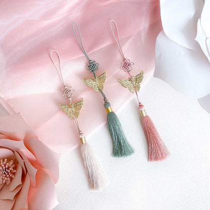 Metal Butterfly Norigae Tassel Charm - Korean Traditional Ornament