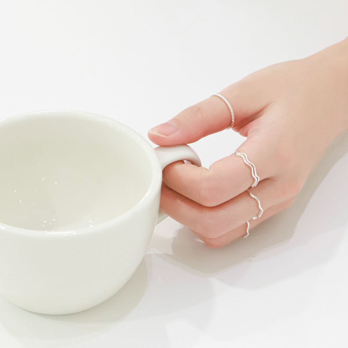 925 Silver Layered Midi Ring Set – 5 Pieces | 8TTITTO8