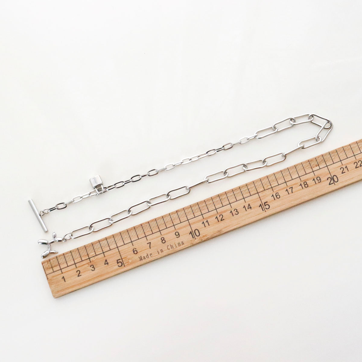 Surgical Steel Balloon Dog Padlock Mixed Chain Toggle Necklace