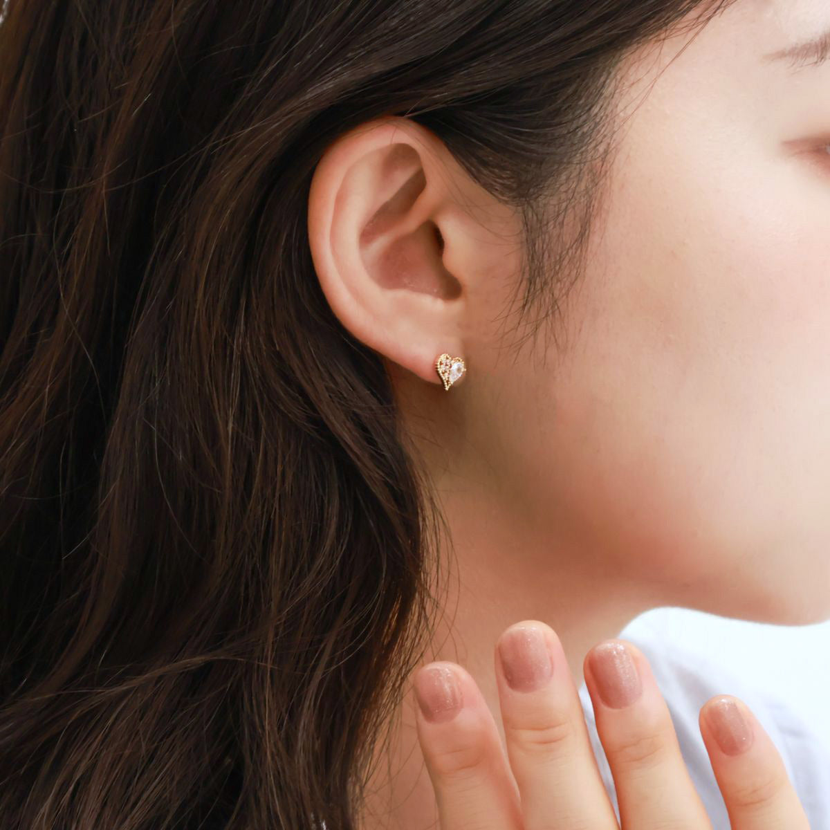 Pear-Cut CZ Heart Stud Earrings – Dainty Everyday Pair