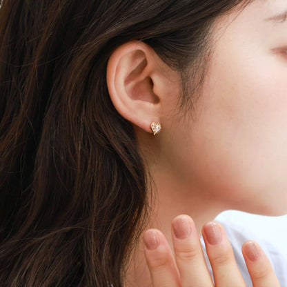 Pear-Cut CZ Heart Stud Earrings – Dainty Everyday Pair