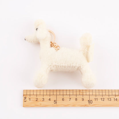 Handmade Needle Felted Wool Poodle Keychain - Cute Dog Bag Charm from Nepal (4 Colors)