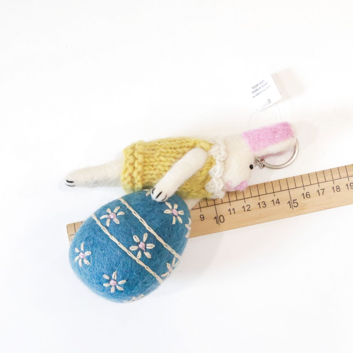 Handmade Wool Felt Animal Bag Charm - Cottagecore Rabbit & Bear Keychain - Cozy Winter Gift