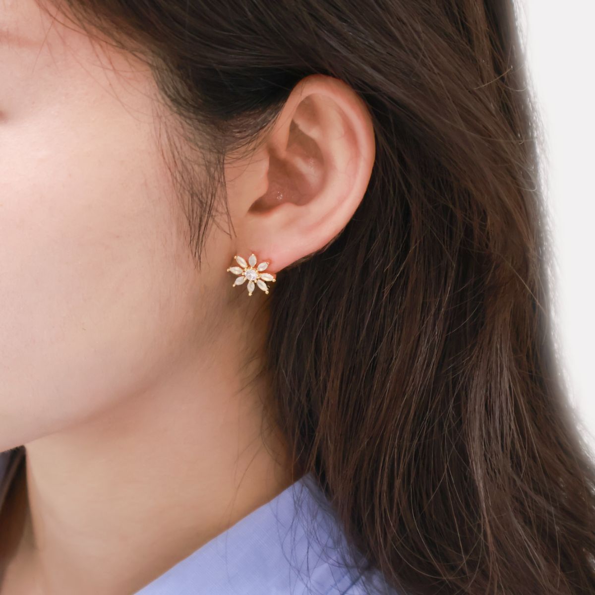 Daisy Opal Bridal Stud Earrings in Gold, Silver & Rose Gold