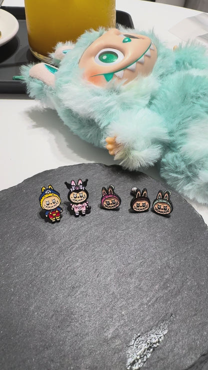 Labubu-Inspired Bunny Barbell Earring Custom Handmade Costume Series