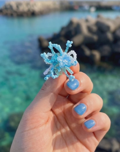 Sky Bloom Crystal Jelly Flower Bead Earrings | K-Style Handmade