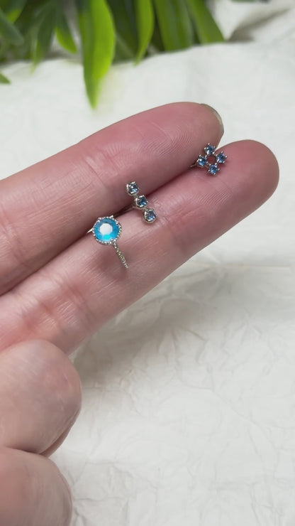 Blue CZ Barbell Studs (3 Styles) – Rhodium Plated