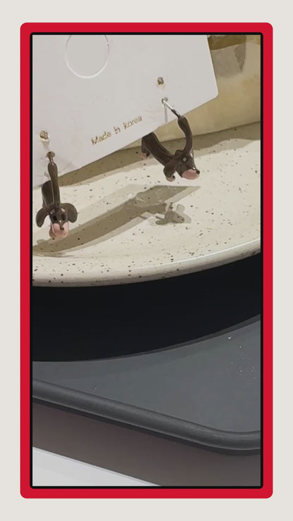 Dachshund Dog Earrings - Front Back Hoop with Silver Post