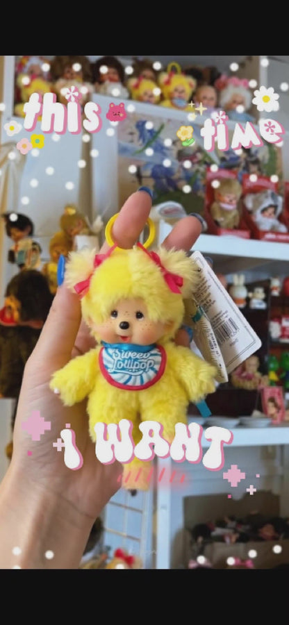 Sweet Lollipop Monchhichi Plush Bag Charm Keychain — Kawaii Y2K Bag Decor