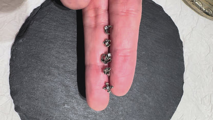 Gothic Stud Earrings,Star, Moon, Cross, Fleur de Lis, Crown Surgical Steel barbell stud