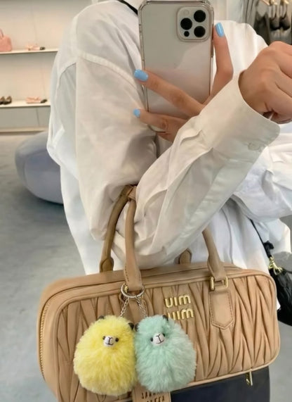 Real Alpaca Fur Fluffy Handcrafted Keychain Bag Charm