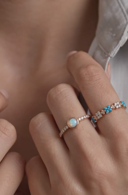 Turquoise Floral Eternity Ring | K-Style Stack