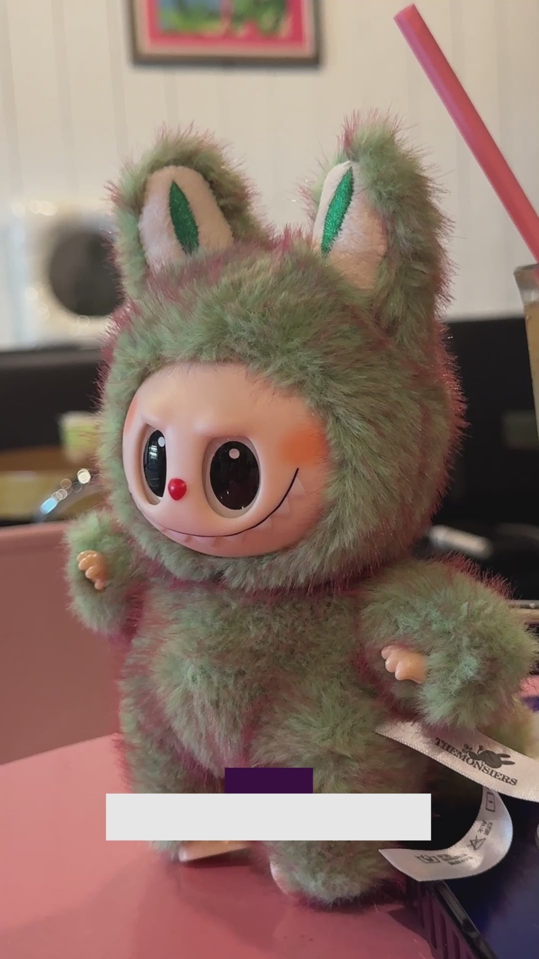 Gimomo Dragon Labubu keychain aurora gradient plush close up face