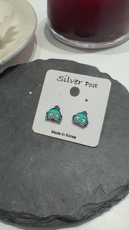 Handmade Sanrio-Inspired Hangyodong Character Earrings Silver Post
