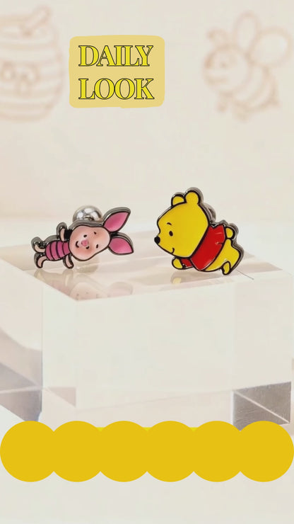 Winnie the Pooh & Piglet Helix Earrings | Surgical Steel Barbell Studs