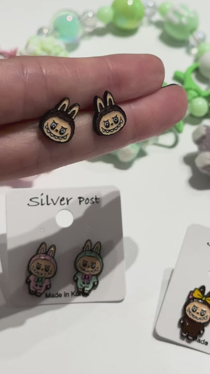 LaBubu Inspired Silver Post Earrings – Handmade in Korea | 8TTITTO8