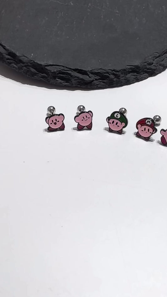 Kirby Pink Puffball — Star Allies Inspired Handmade Barbell Earrings Made in Korea