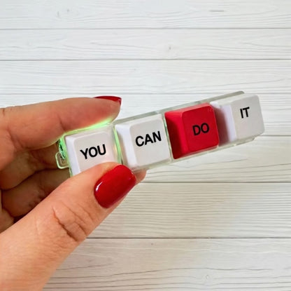 Clicky Mechanical Keycap Keychain - LED Fidget Toy "You Can Do It" & "I Love You"