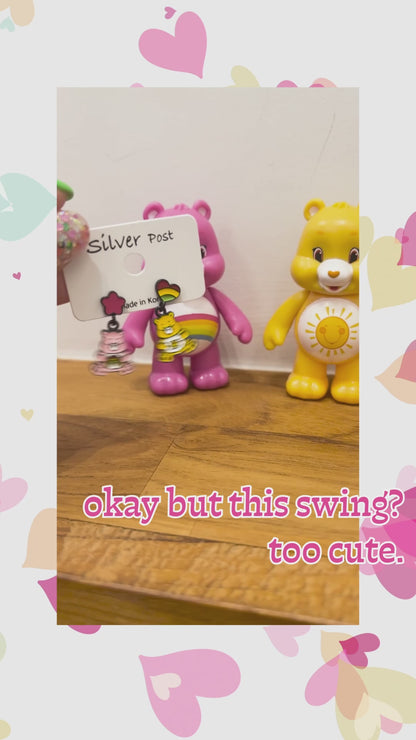 Rainbow Care Bear Earrings – Dangle & Two-Way Options