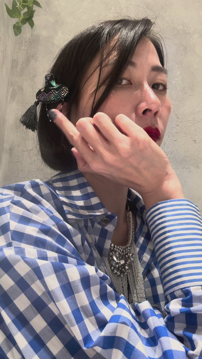 Korean Gat Hair Clip - Glitter & Nacre Pattern with Tassel