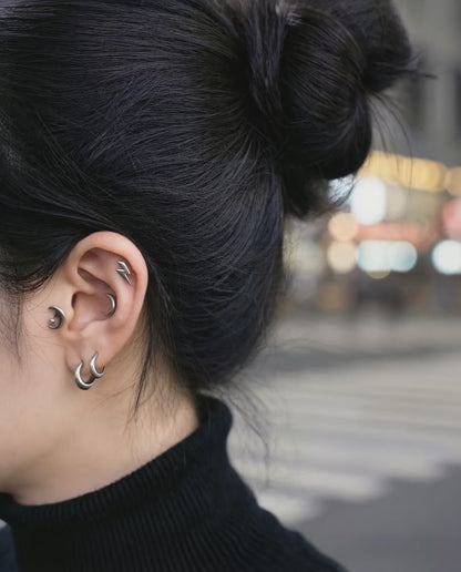 Surgical Steel Celestial Barbell Stud Earrings - Antique Moon Star Lightning
