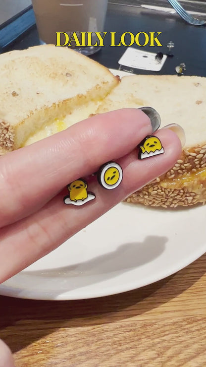 Gudetama Egg Earrings Set – 4 Pairs Silver Post Studs | 8TTITTO8