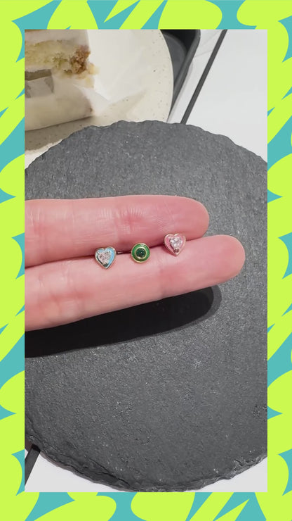 Green Cubic Epoxy Barbell Ball Earring in 3 Colors