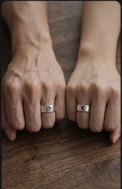 Sun & Moon Promise Ring — 925 Silver | Matching Set
