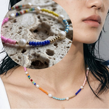Colorful Freshwater Pearl Seed Bead Necklace | Vacation Jewelry
