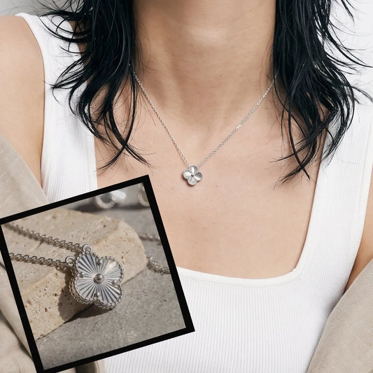 925 Silver Milgrain Clover Necklace — Made in Korea