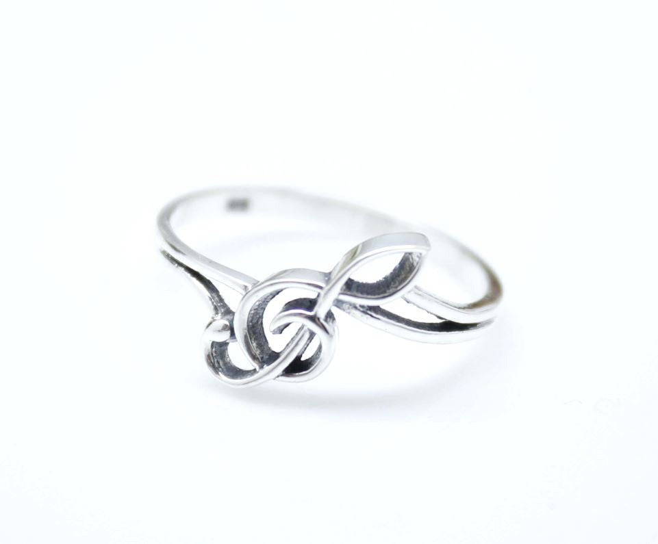 925 Sterling Silver Sideways Treble Clef Handmade Ring