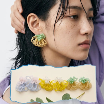 Handmade Acrylic Blossom Loop Earrings | K-Style Volume · 3 Colors